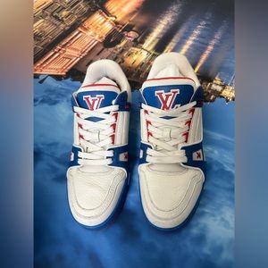 AUTHENTIC Louis Vuitton Men’s LV Low Trainer Sneakers Leather Sz 6.5 men